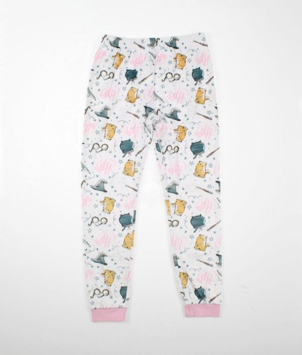 Bílorůžové semišové pyžamové kalhoty s obrázky NUTMEG