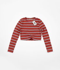 Prúžkované rebrované crop tričko MATALAN