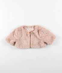 Růžový plyšový pelerínkový kabátek H&M