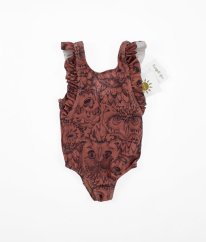 Hnedoružové plavky so sovičkami 50 + SOFT GALLERY UPF