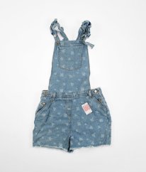 Modrá riflová sukňa s trakmi a kvetmi MATALAN