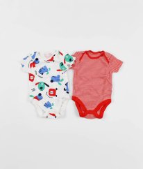 Súprava červeného prúžkovaného a smotanového body s obrázkami F&F