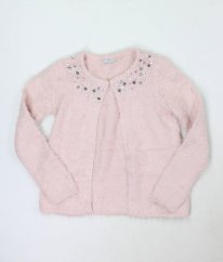 Růžový chlupatý svetr na knoflík MATALAN
