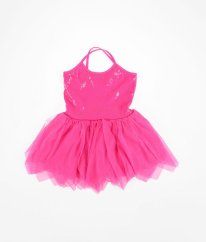 Růžové taneční šaty s flitry MANGO