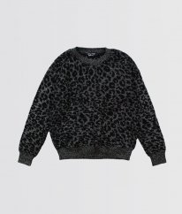 Černý svetr s leopardím vzorem a třpytem NEW LOOK