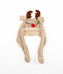 Béžová vánoční plyšová čepice pohyblivými oušky PRIMARK