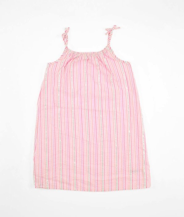 Barevné proužkované krepové šaty se stříbrnou nití