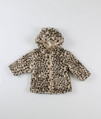 Béžový plyšový kabát s leopardím vzorem GEORGE