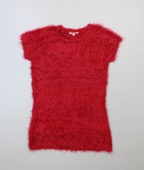 Červené svetrové chlupaté šaty s flitry MISS E-VIE