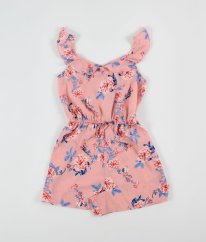 Růžový kraťasový overal s květinami PRIMARK