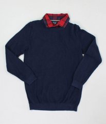 Modrý svetr s košilovým límcem NEXT