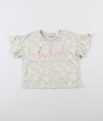 Šedobílé tričko s květy NUTMEG