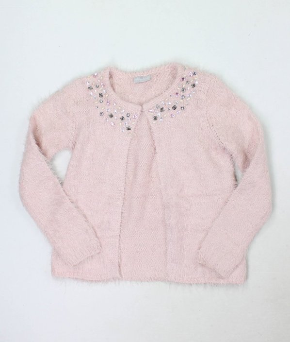 Růžový chlupatý svetr na knoflík MATALAN