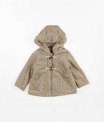 Béžový velúrový kabát s kožúškom PRIMARK