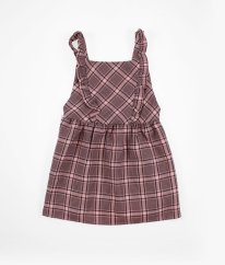 Růžová károvaná sukně s laclem PRIMARK