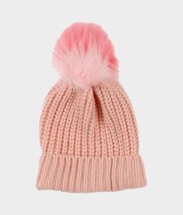 Růžová čepice s bambulí PRIMARK