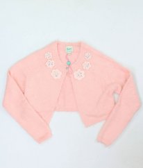 Růžový chlupatý svetr na knoflík YUMI