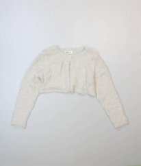 Béžový chlupatý svetřík na knoflík se třpytem H&M