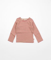 Béžovočervené žebrované proužkované triko z biobavlny PETIT PIAO