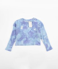 Modrofialové úpletové žebrované crop tričko H&M
