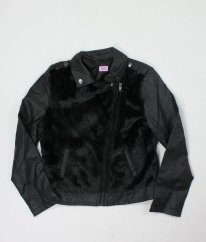 Černá koženková bunda s kožíškem F&F