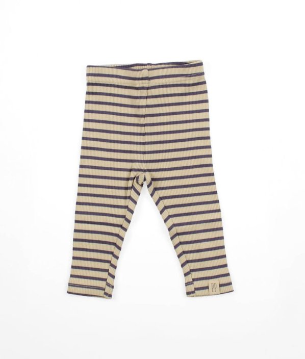 Béžovolila rebrované legíny/tepláčiky z biobavlny PETIT PIAO