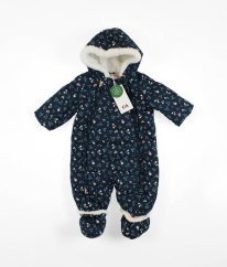 Tmavě modrá květovaná zimní kombinéza C&A