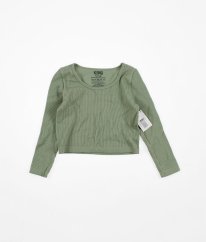 Zelené žebrované silnější crop triko MATALAN