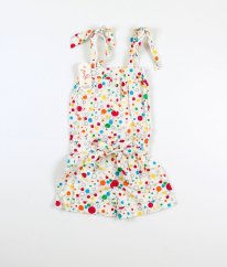 Smetanový kraťasový overal s puntíky