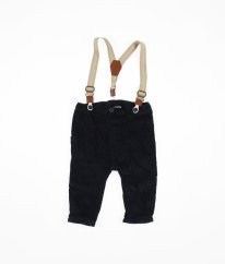 Tmavě modré kalhoty z jemného manšestru s kšandami NEXT