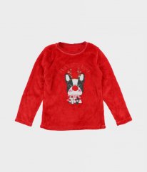 Červená hebká vánoční mikina s pejskem DUNNES