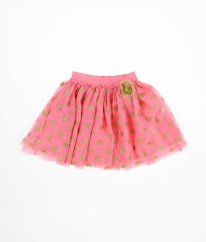 Růžová tylová sukně se spodničkou a zlatými puntíky H&M