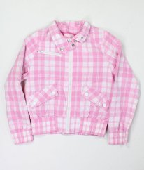 Růžovobílá kostičkovaná bunda jaro/podzim MISS E-VIE