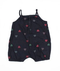 Tmavě modrý kraťasový overal se srdíčky z biobavlny H&M