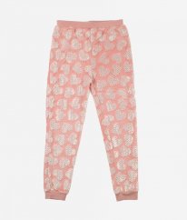 Růžové plyšové tepláky/pyžamové kalhoty se srdíčky GEORGE