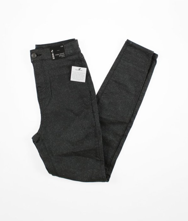 Antracitové kalhoty skinny se třpytem TU