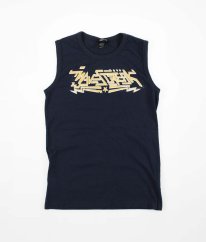 Tmavo modré tielko s nápisom H&M