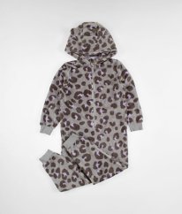 Sivý plyšový leopardí plyšový overal MARKS & SPENCER