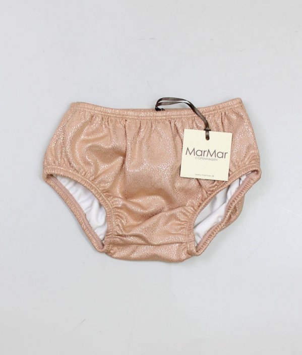 Růžovohnědé plavkové UV kalhotky se zlatým třpytem MARMAR COPENHAGEN