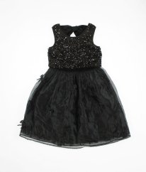 Černé šaty se spodničkou, flitry a mašlemi NEXT
