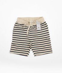 Béžové teplákové kraťasy z biobavlny s prúžkami THE NEW