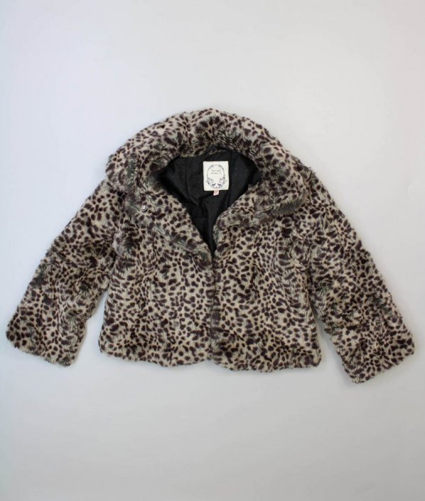 Béžový leopardí plyšový kabát MARKS & SPENCER